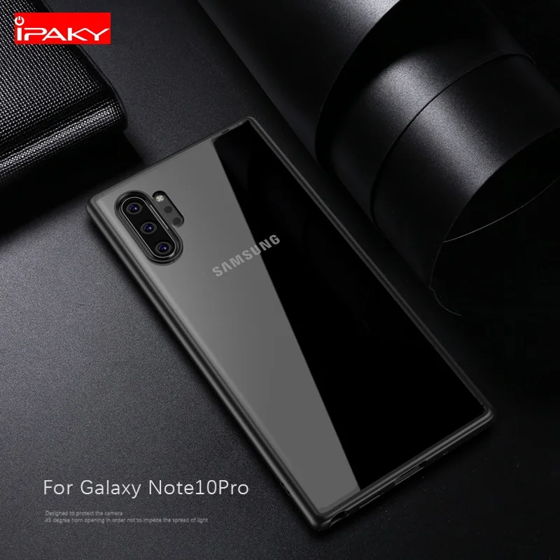 Back Для samsung Note 10 Чехол IPAKY Прозрачный ударопрочный ТПУ+ PC Гибридный противоударный для samsung Galaxy Note 10 Plus чехол - Цвет: Back