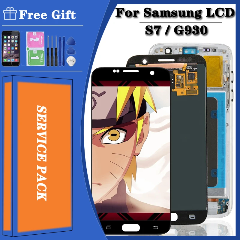 100% Оригинальный 5 1 ''ЖК-дисплей для замены SAMSUNG Galaxy S7 дисплей G930 G930F сенсорный