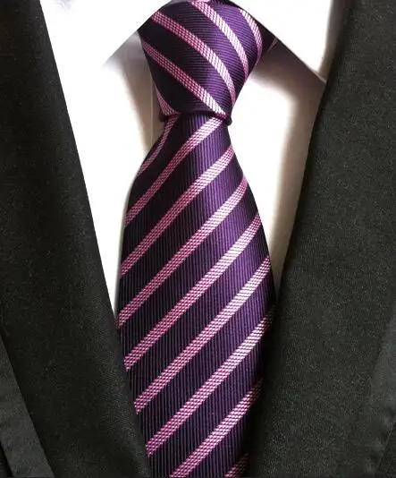 YISHLINE 8 см Модный классический мужской галстук в полоску фиолетовый синий черный розовый Лавандовый жаккардовый тканый шелковый галстук в горошек - Цвет: LUC-40