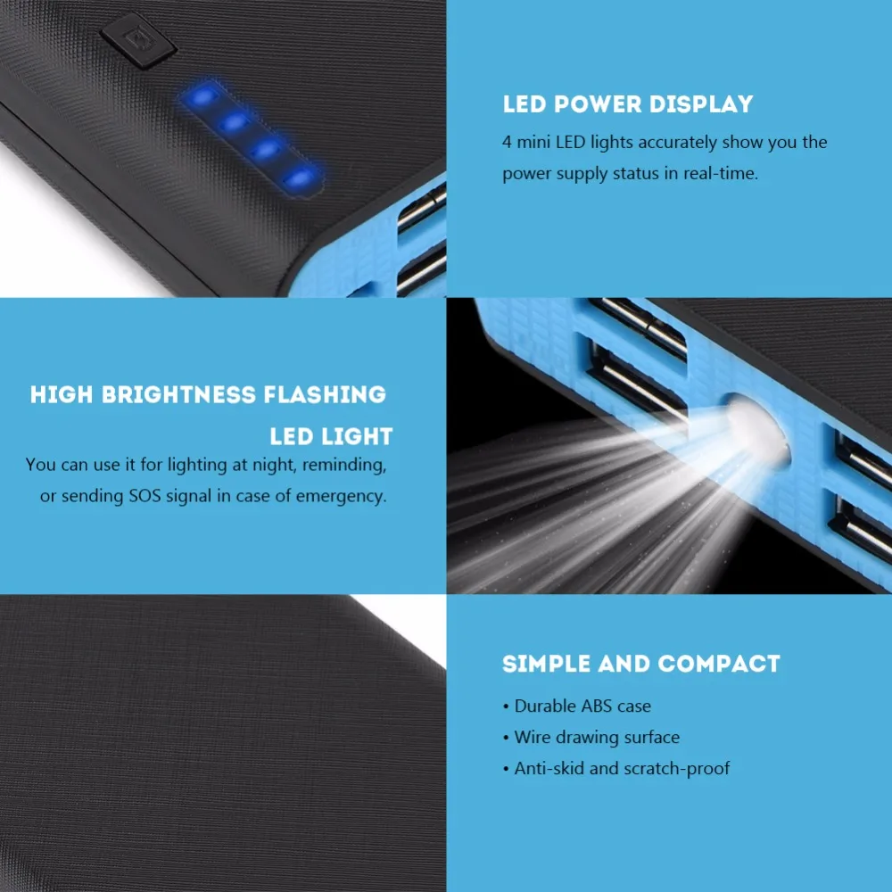 Без батареи) DIY блок питания комплект 4 USB выход для 6x18650 Батарея Блок питания держатель для мобильного телефона планшетный ПК с светодиодный