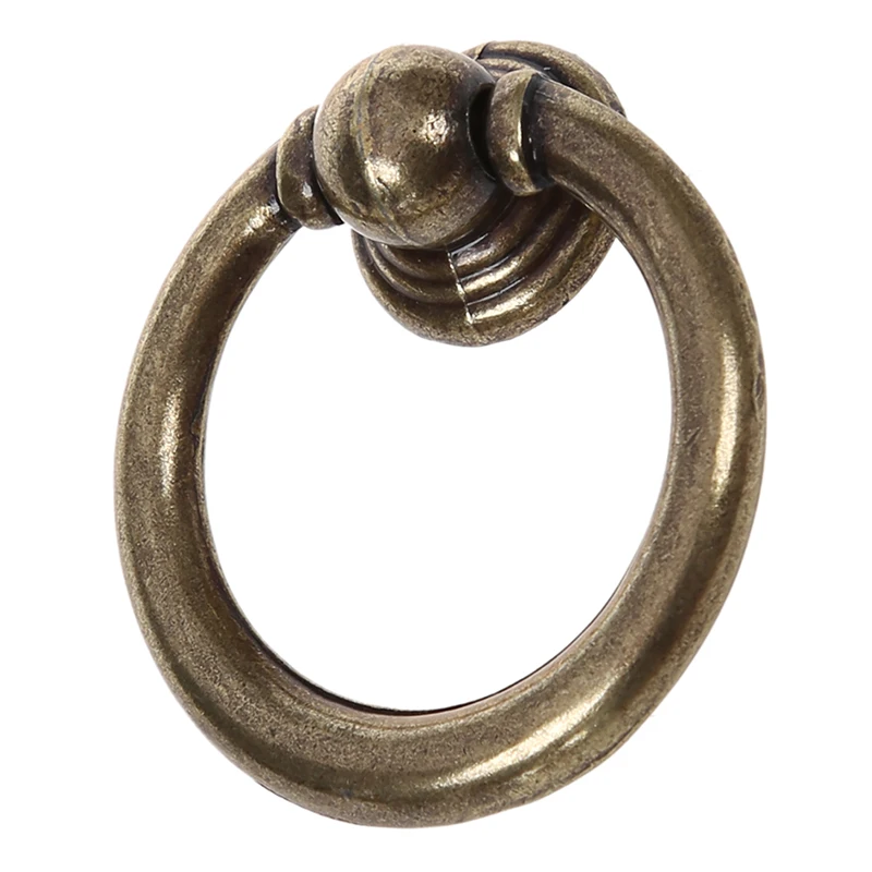 

BMBY-10x Retro Furniture Hardware Drawer Drop Ring Pull Knob--Bronze Tone