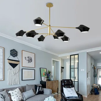 

Modern Luxury Designer Black Gold White Long Led Ceiling Suspended Chandelier Light Lamp for Hall Bedroom Corridor Living Room