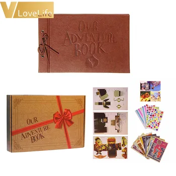 

Photo Album our Adventure Book Adventure Retro Genuine Leather Cover DIY Handmade Wedding Movie Fotografico Family with gift box