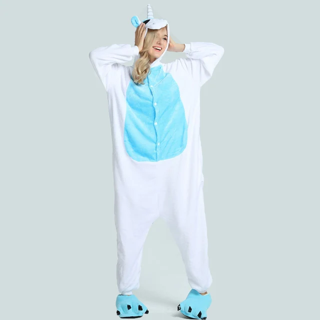 Kigurumi Unicorn Pajama Adult Animal Stitch Onesie Boys Girls Women Men Couple Winter Pajama Suit Sleepwear Flannel Pijama - Цвет: As shown