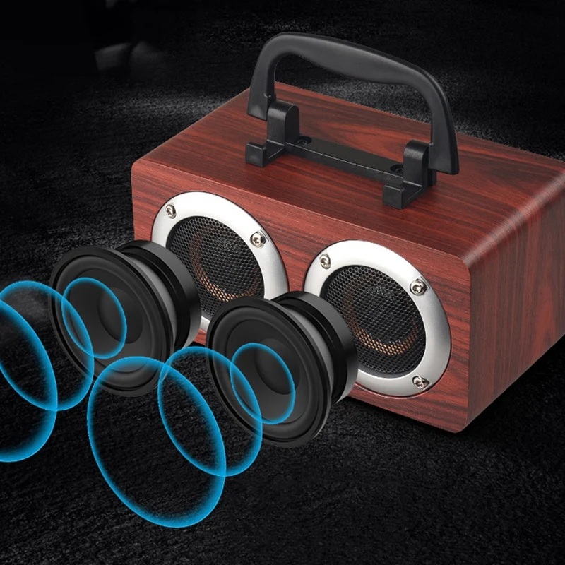 Портативный W5B Bluetooth 4,2 динамик деревянный плеер стерео объемный плеер двойной рог с TF картой AUX аудио Саундбар
