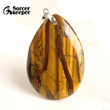 

Real Natural Iron Tiger Eye Stone Pendant Necklace Polished Drop Agates Slice Fashion Crystal Beads For Jewelry Making BA304