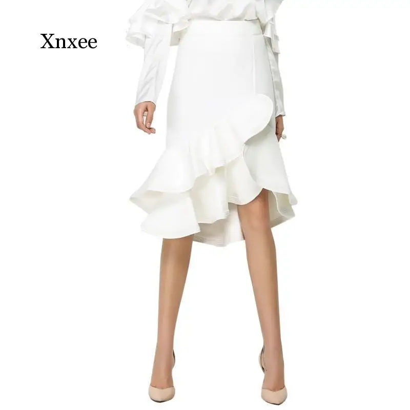 

Летняя женская юбка с оборками, Весенняя модная Асимметричная юбка с оборками, Женская деловая элегантная Клубная одежда с высокой талией для офивечерние