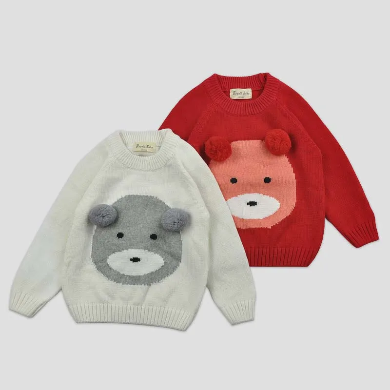 Baby Boys Pure Cotton Cartoon Bear Baby Sweater Autumn Winter Girls Kids Sweater Children Casual Boys Clothing 2-8 Year