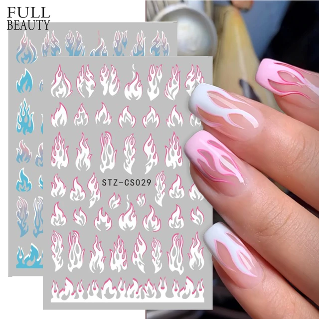 50+ Cute Summer Nail Designs : Pink + Colourful Gradient Flame Tips