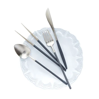 

24PC Portugal Matte Cutlery Set 18/10 Stainless Steel Silverware Tableware Set Service Chopstick Forks Knives Spoons Dinnerware