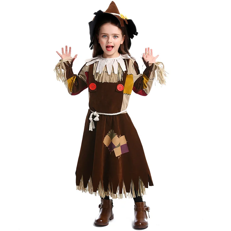 

Deluxe Girls The Wizard Of Oz Scarecrow Costume Cosplay Carnival Performance Party Suit Halloween Costumes For Kids