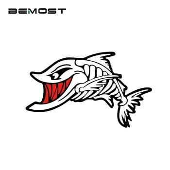 

BROSHOO Car Styling Shark Skeleton Car Sticker Reflective Fish Car Cover Scratches Decals Decoration Accessories 14*8cm