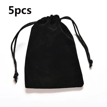 

5pcs/lot 12x9cm Soft Velvet Pouches Drawstrings For Jewelry Gift Packaging Pouch Bags For Party Wedding Supplies Black