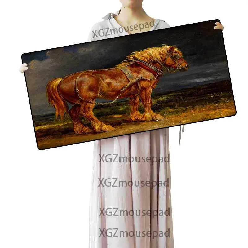  XGZ Animal Horse Custom Large Mouse Pad Precision Black Lock Edge Computer Table Mat Speed Rubber N