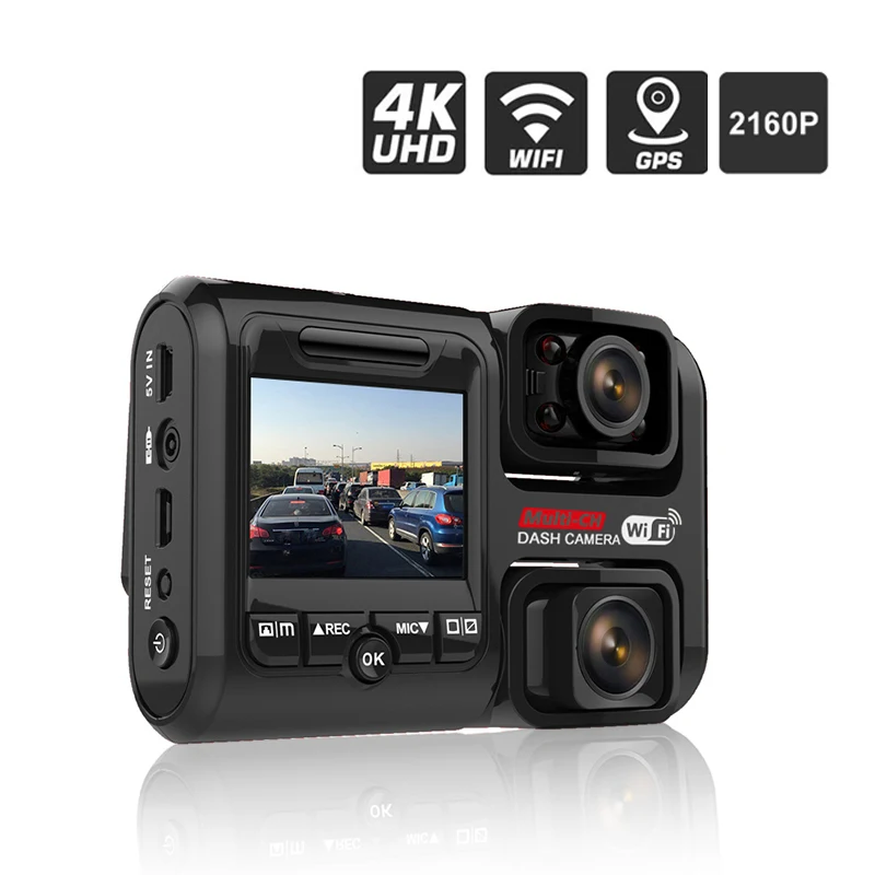 Автомобильный видеорегистратор с двумя объективами 4K 2160P Sony датчик Wi-Fi GPS 2 камеры