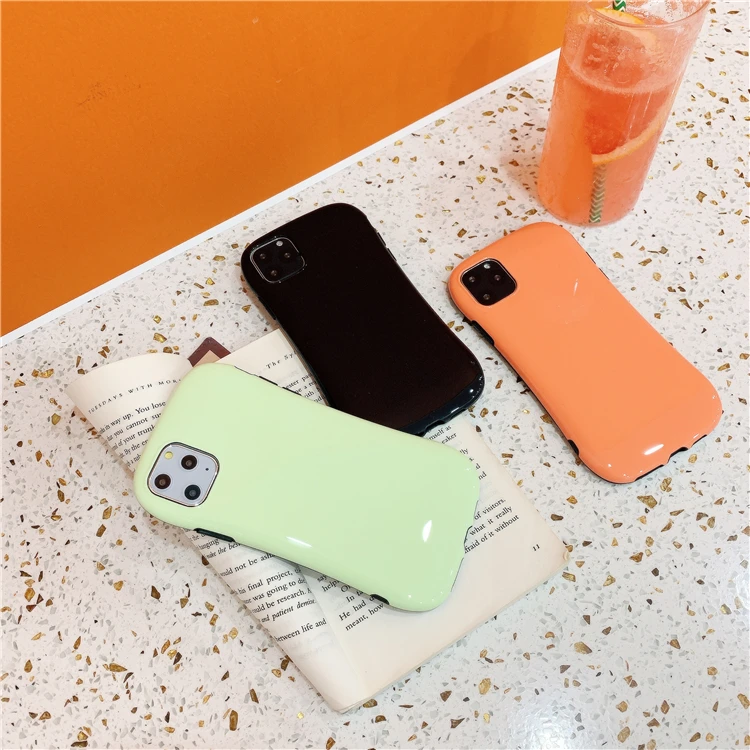 Soild Color Arc Anti-fall Cases For iphone 11 11Pro Max XR X XS Max 6S 7 8 Plus Soft Couples Style Phone Case Couples Cover