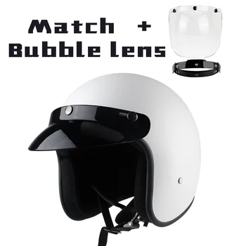 

Leather Motorcycle Helmet Vintage Retro Cruiser Chopper Scooter Cafe Racing Motorcycle Helmet 3/4 Face Helmet