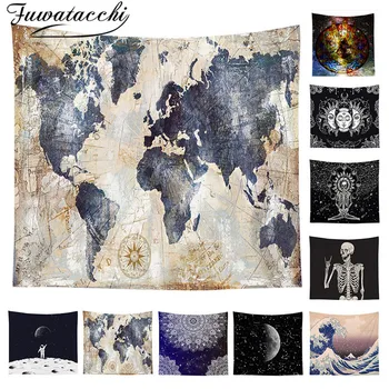 

Fuwatacchi The Skull Image Tapestry Wall Tapestry Sea World Map Fantasy Scene Wall Hanging Decor for Bedroom Home Decor