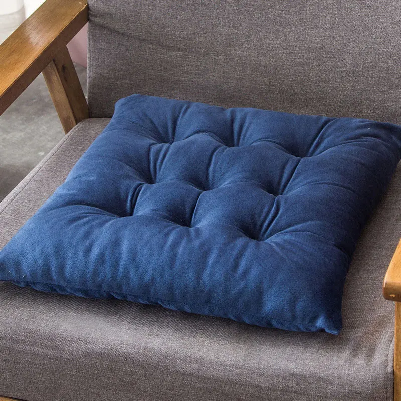 Однотонная Бархатная подушка с кристаллами, толстый теплый стул для татами, сидячие подушки, Офисная подстилка для стула, сиденье водителя, домашний декор, сидящая Подушка Outdo - Цвет: Blue