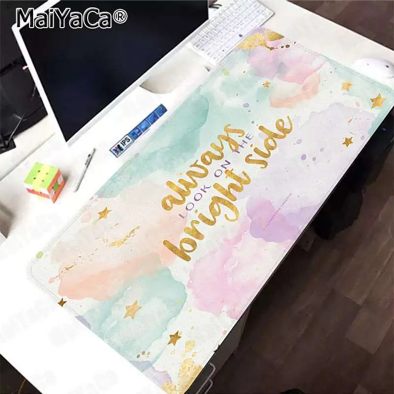 Lock Edge 40X90cm MaiYaCa Печатные роскошные вдохновляющие известные слова узор офисные мыши геймер мягкий коврик для мыши резиновый ПК компьютер игровой коврик для мыши - Цвет: Lock Edge 40X90cm