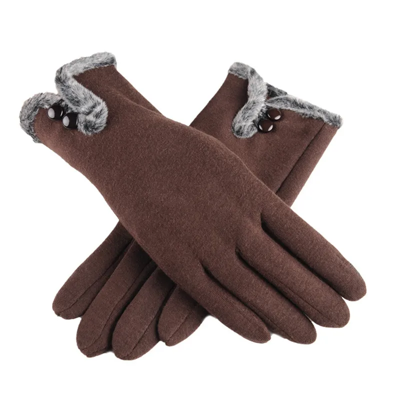Женские теплые перчатки с сенсорным экраном, зимние спортивные женские перчатки на весь палец, водонепроницаемые женские плюшевые перчатки для вождения - Color: 5