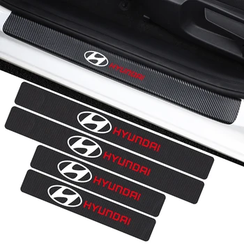 

4pcs 3D Carbon Fiber Dustproof Car Threshold Sticker For Hyundai Solaris ix35 i20 i30 i40 Tucson CRETA Santa fe Accessories