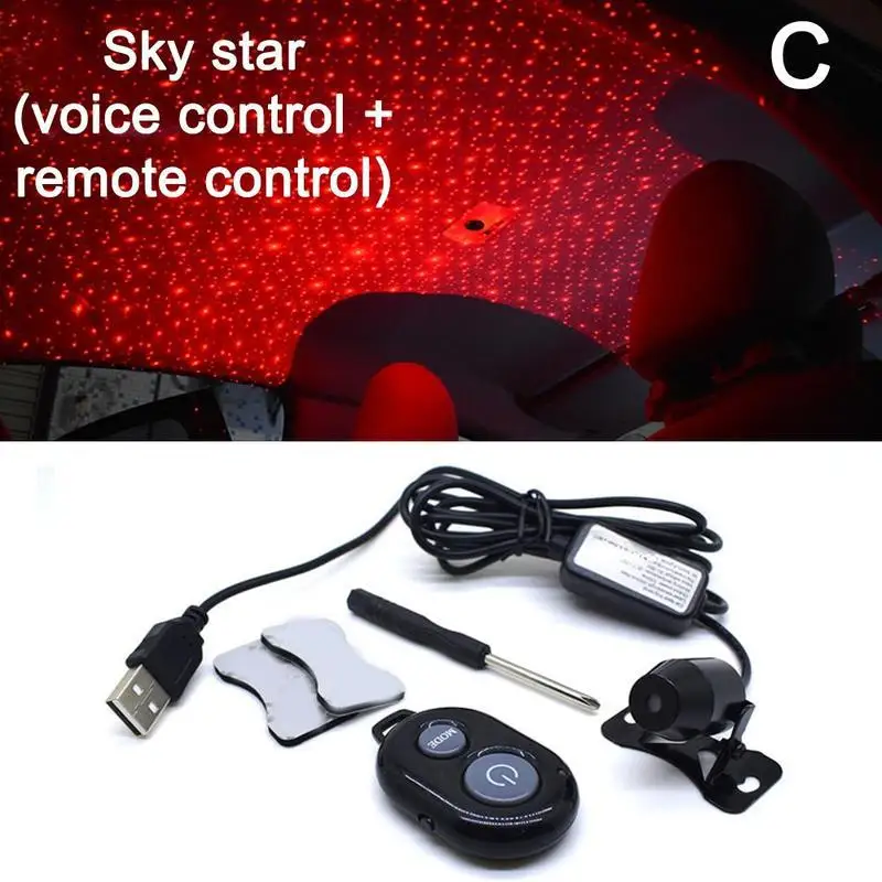 Usb Универсальный Ночной светильник, автомобильный атмосферный светильник светодиодный лазерный декоративный автомобильный Стайлинг лампы, автомобильный светильник, интерьерная звезда на крыше, цвета C Z4L9 - Испускаемый цвет: C