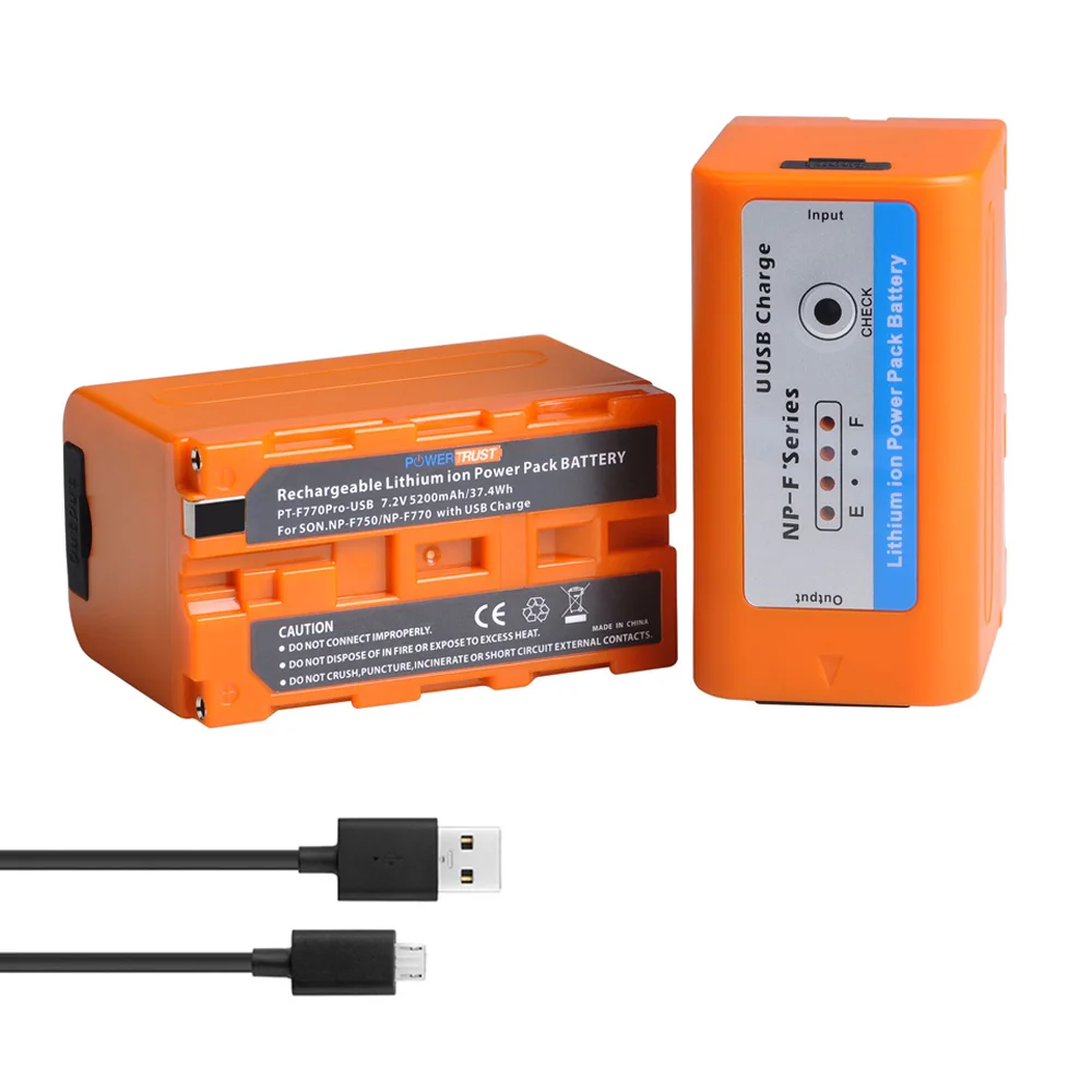 1x5200 мА/ч, NP-F750 NP-F770 Батарея с 4 Светодиодный светильник Тип C USB Дата-кабель для sony NP-F970 NP-F930 NP-F950 NP-F960 F770 F750 F570