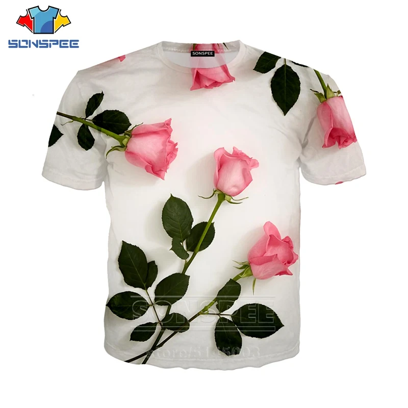 

Flower Rose T Shirt Summer Men Women Hyacinth Sweatshirt 3D Print Short Sleeve Hip Hop Streetwear Tops O Neck Pullover C047-2
