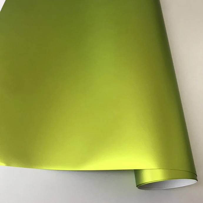 Lemon Green Серебристый матово-матовая хромированная виниловая Автомобильная фольговая пленка с воздушно-пузырчатой матовая Автомобильная Стикеры наклейка Размеры: 10/20 Вт, 30 Вт, 40 см/50 см x 152 см - Название цвета: Lemon Green