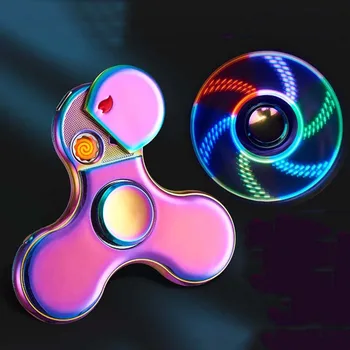 

New Style Rechargeable Portable Fidget Spinner Electronic Cigarette USB Lighter With LED Light