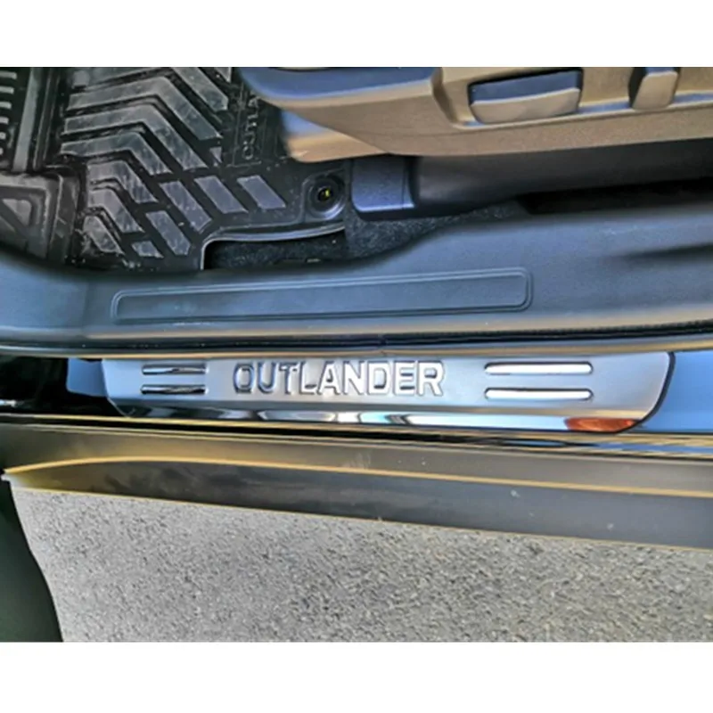 Для 2013- Mitsubishi Outlander III автомобиль нержавеющая порогов предохранительная пластина протектор отделка автомобиля Средства для укладки волос