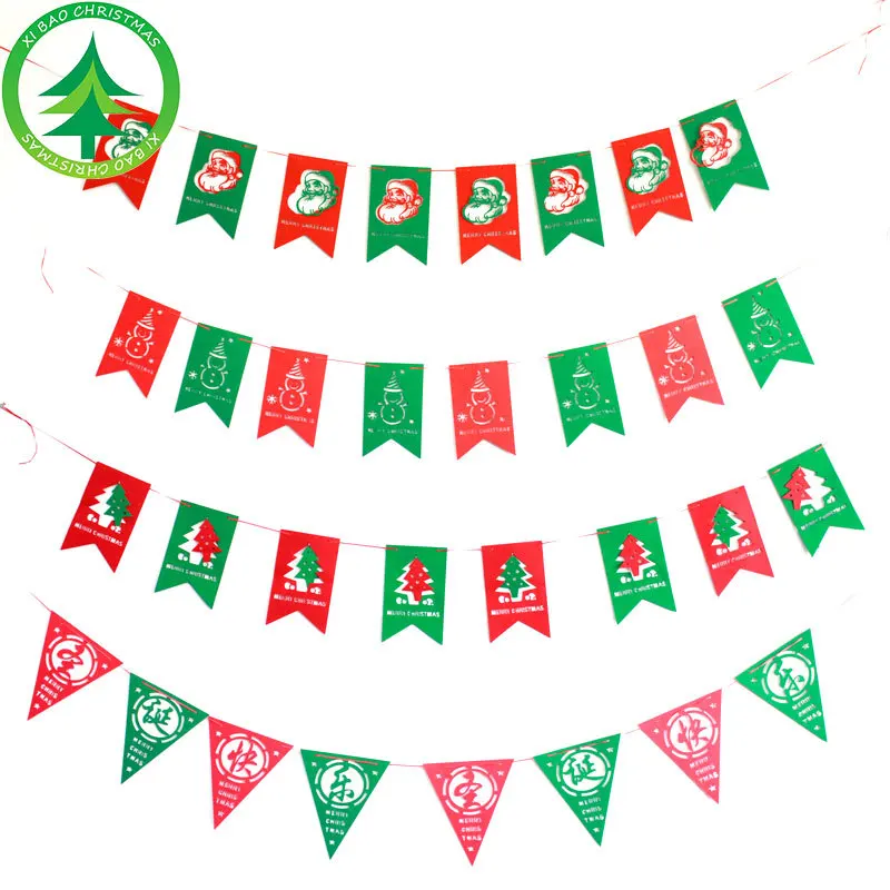 Jubilee Treasure Christmas Flag Decoration Christmas Non-woven Letters Flags Decoration Old Man Christmas Tree Decoration