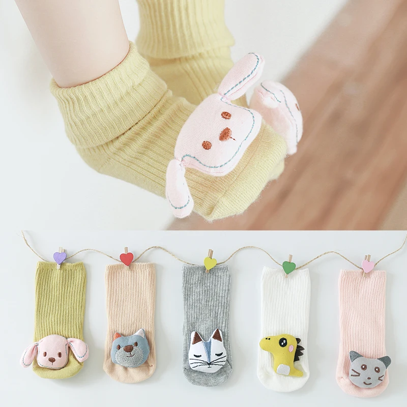 

Seven&mami Spring summer Cute Baby Socks Floor Socks 3D Animal Head Cotton Socks Unisex Novelty infant socks cheap stuff