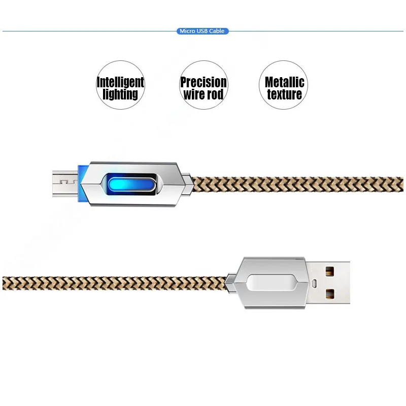 Micro USB кабель 2A нейлон Быстрая зарядка люминесцентный USB кабель для передачи данных для планшета Android мобильный телефон usb зарядный шнур