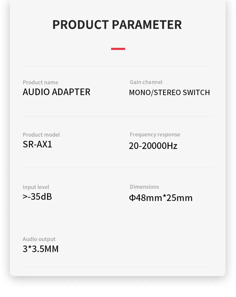 Saramonic adaptador de áudio ax1, adaptador com