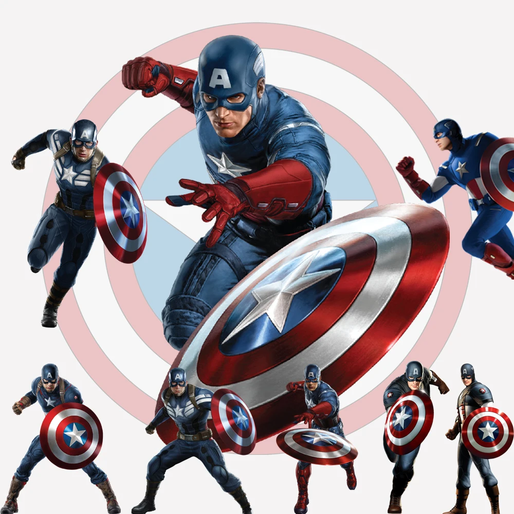 

Cartoon Personality 3D Sticker Captain America Children's Room Suitcase Background Waterproof Wall Sticker Decorative Murals