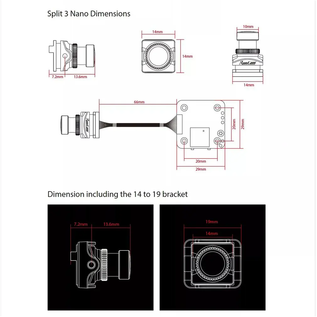 

RunCam Split 3 Nano 1080P 60fps HD Recording WDR Low Latency 16:9/4:3 NTSC/PAL Switchable FPV Camera For RC Drone