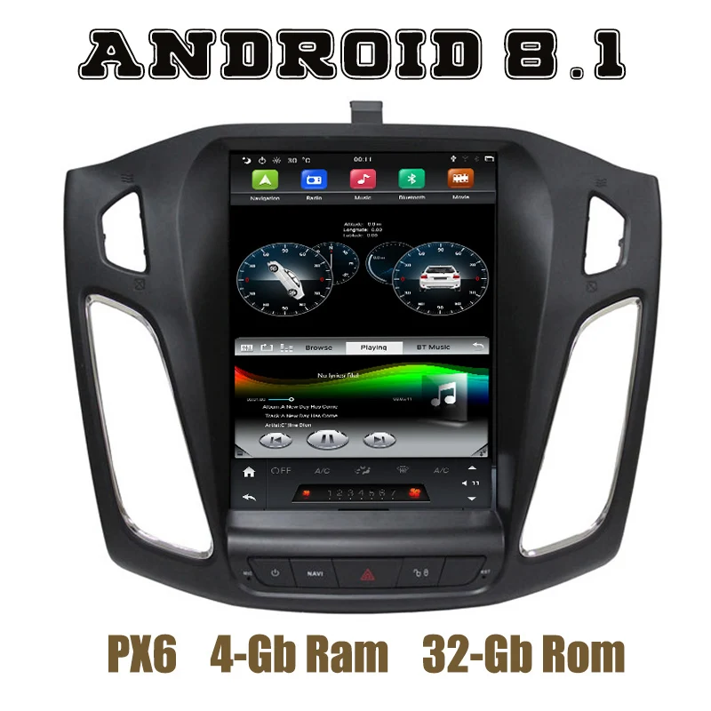 

10.4" IPS screen PX6 Tesla Style android 8.1 car radio gps player for focus 3 2012 2013 2014 2015 2016 2017 with wifi usb 4+32G