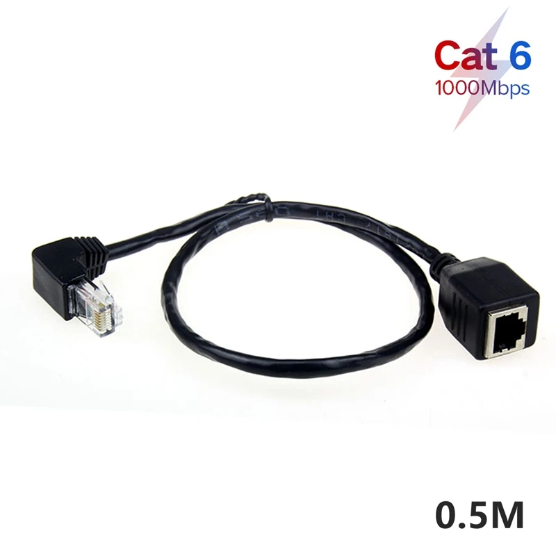 Удлинительный кабель Ethernet CAT 6 RJ45 (штекер)/RJ45 (разъем) угловой (90 градусов) для
