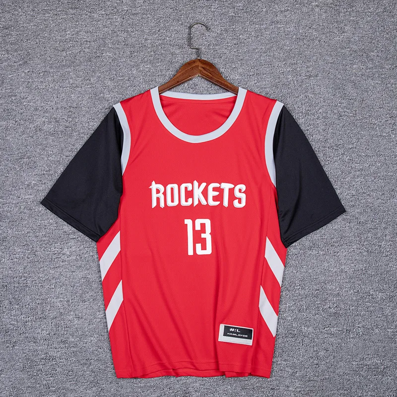 

Houston Rockets 13 Harden Crew Neck Short Sleeve Mock Two-Piece Men And Women Adult Athletic T-shirt Red Basketball Clothes
