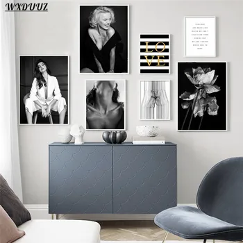 

Nordic Elegant Woman Black White Series Art Decor Poster Quality Canvas Painting Room Living Sofa Wall Decor Picture Home Decor