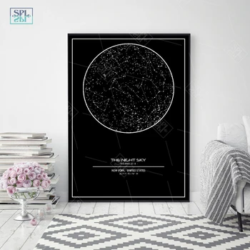 

Canvas Painting Custom Night Sky Map Christmas Decor Print Personalized Map Of The Star Wall Art Picture For Anniversary Gift