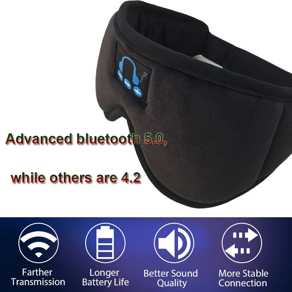 ブルートゥース5.0付き3dアイマスク,充電式ヘッドフォン,洗える,旅行,オフィス,家庭用|Bluetooth イヤホン  ヘッドホン| -  AliExpress