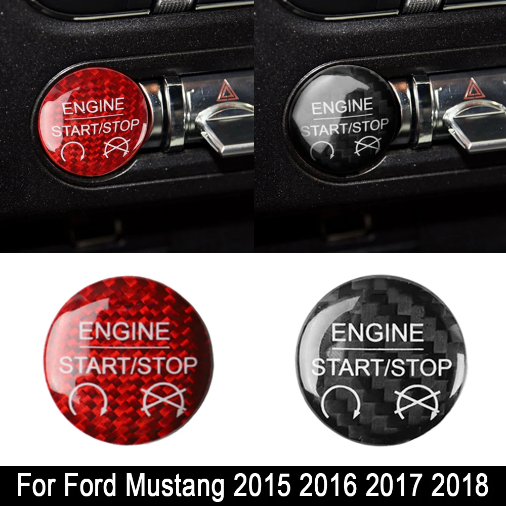 

For Ford Mustang 2015 2016 2017 2018 Car-Stying Engine Start Stop Button Sticker Cover True Carbon Fiber Accessories