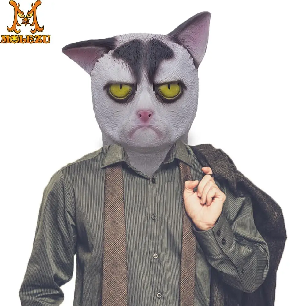 Molezu недовольны Белый Кот Маска Хеллоуин костюм вечерние Новинка Халат с