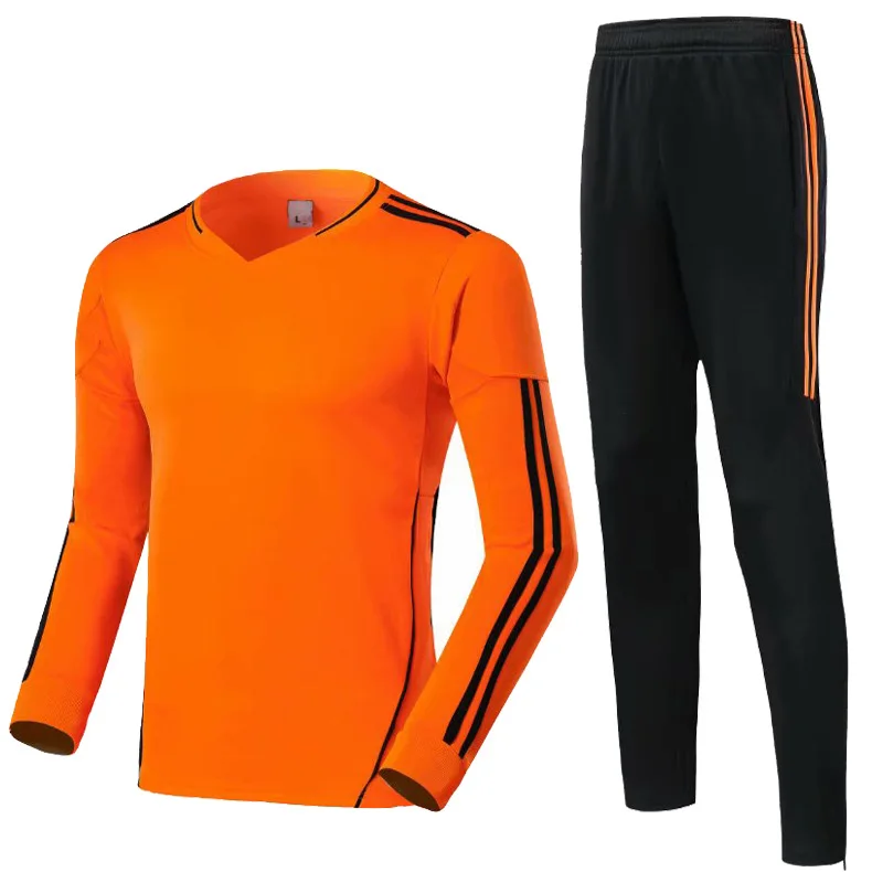 Молодежная Детская Футбольная форма,, мужская футбольная форма Survete, набор для футбола, зимний толстый детский спортивный тренировочный костюм с длинным рукавом - Цвет: Оранжевый