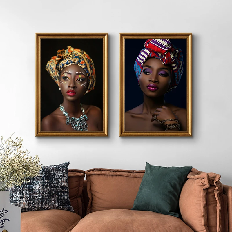 Modern African Kerchief Nude Woman Cuadros Canvas Painting Posters and Prints Scandinavian Wall Art Picture for Living Room | Дом и сад