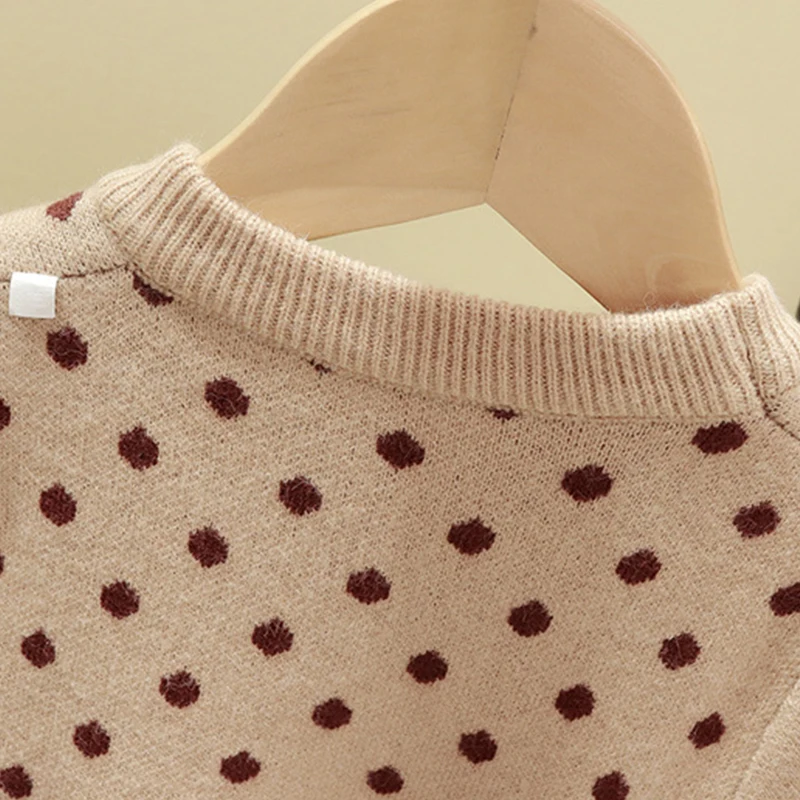 Зимняя одежда для маленьких девочек г.; свитер для малышей; вязаное платье в горошек; свитер; зимняя одежда для маленьких девочек