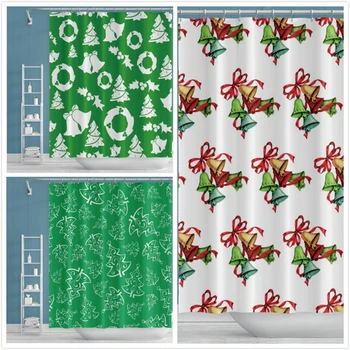 

Cassisy New Arrival Christmas Trees Printed Shower Curtains Bathroom Polyester Waterproof Toilet Bath Screens Decor With Hooks